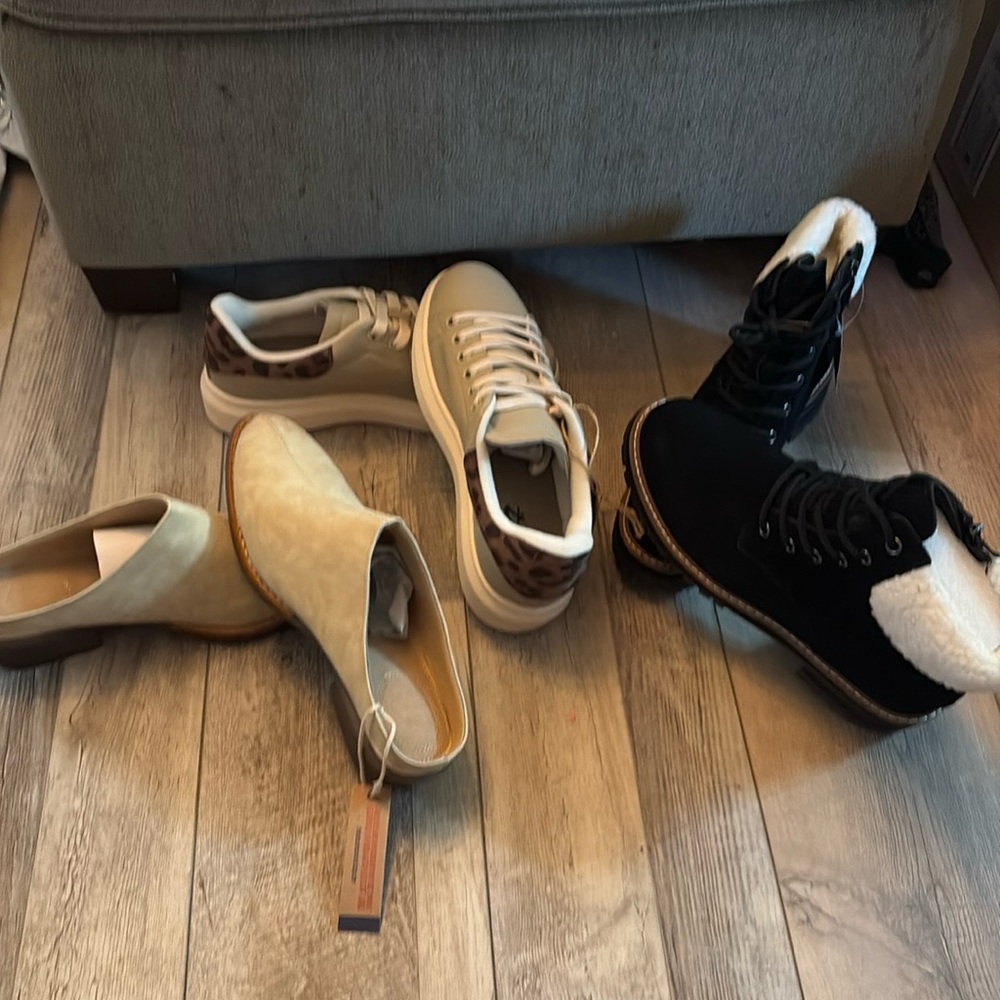Choice, not all. Slides are size 10 .. seven7 sneakers  10.. black suede 9.5 /40